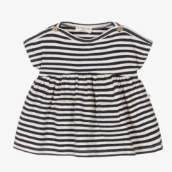 1 + In The Family Girls Navy Blue Striped Dress