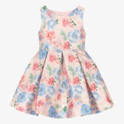 Abel & Lula Girls Pink Floral Satin Dress
