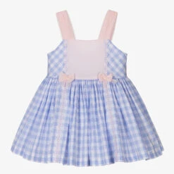 Abuela Tata Girls Blue Gingham Cotton Dress