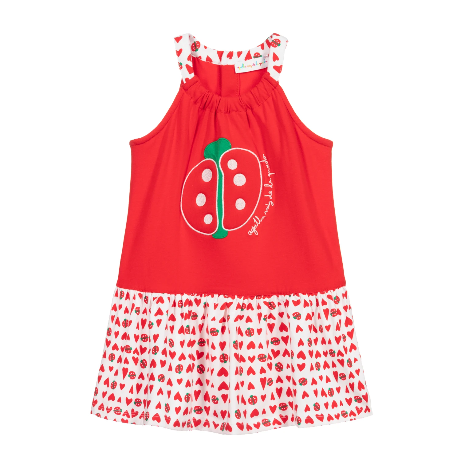 Agatha Ruiz De La Prada Girls Red Cotton Jersey Dress 3 Agatha Ruiz De La Prada Girls Red Cotton Jersey Dress