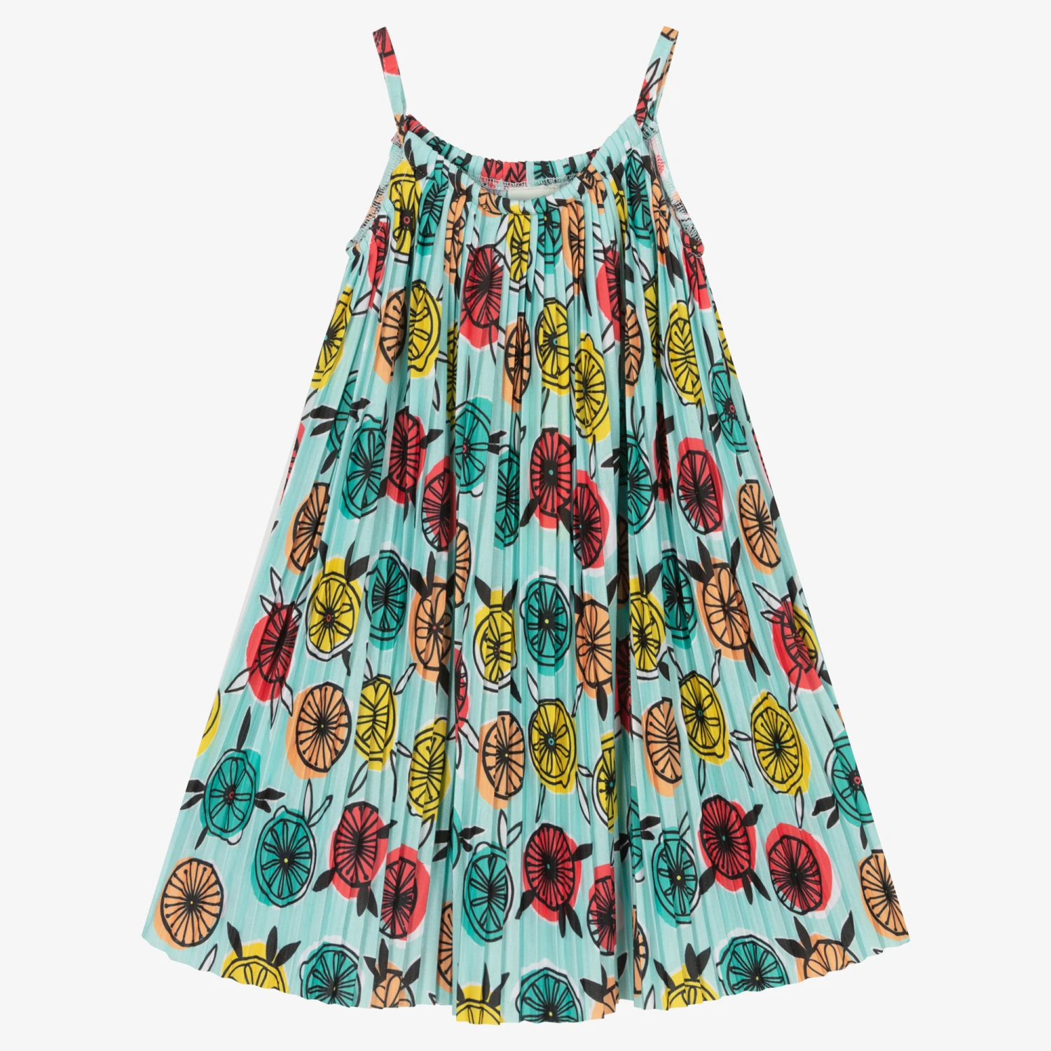 Boboli Girls Blue Pleated Jersey Dress 3 Boboli Girls Blue Pleated Jersey Dress