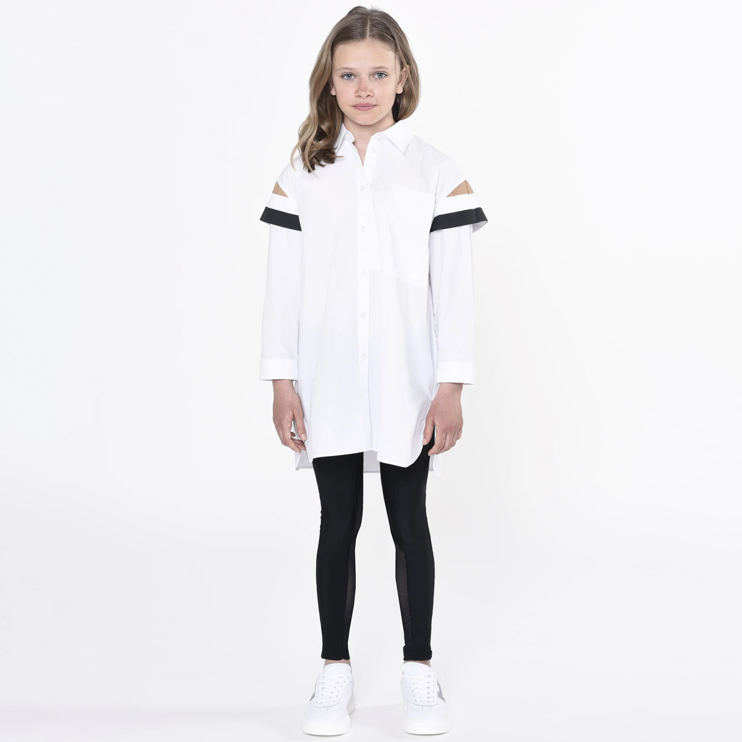 BOSS Girls White Cotton Shirt Dress 4 BOSS Girls White Cotton Shirt Dress - Image 2