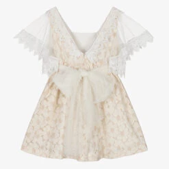 Foque Girls Ivory & Beige Floral Lace Dress -Twinkle Tots foque girls ivory beige floral lace dress 499198 c1c48b497441b08bee17dfcbe0efd93c71e8d242
