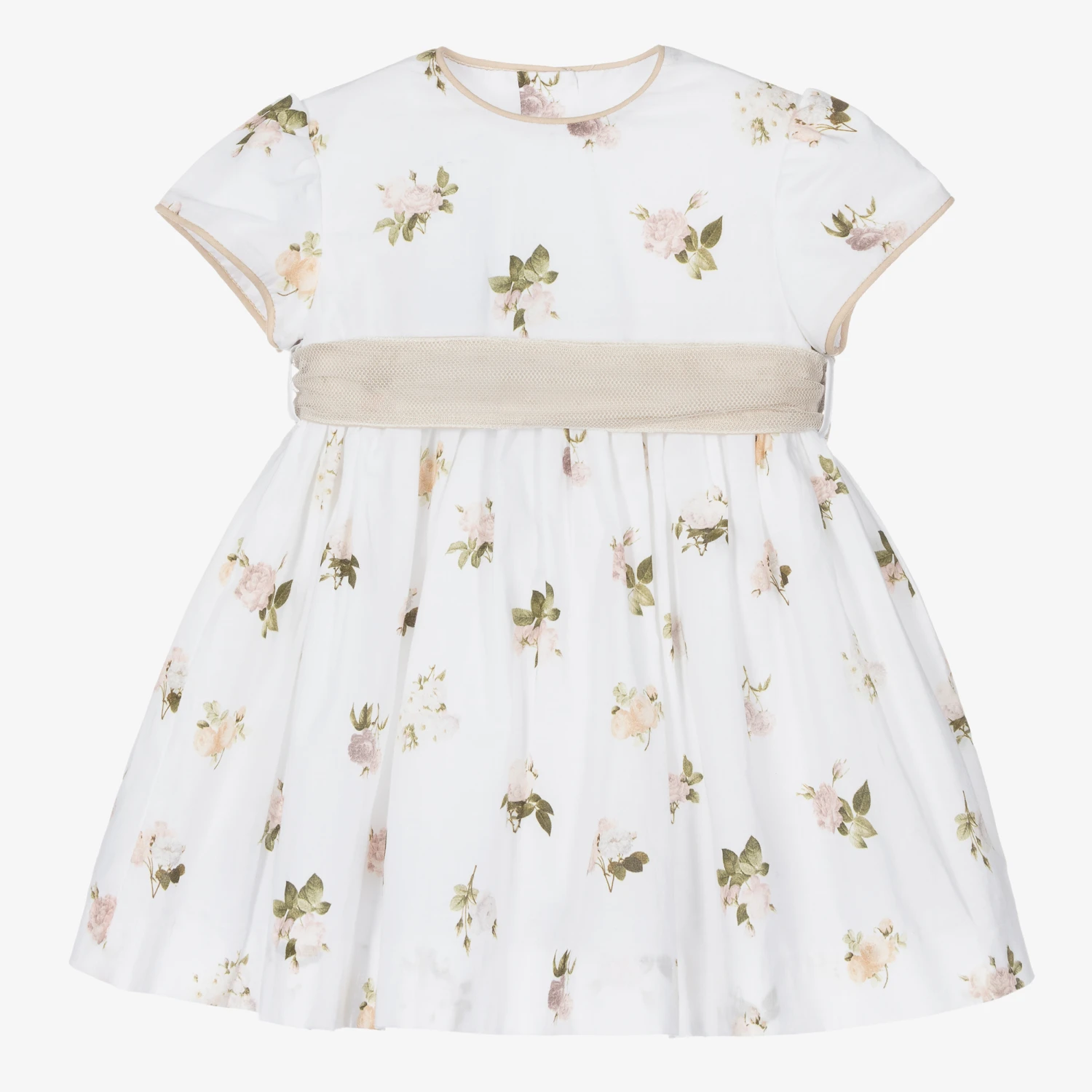 Foque Ivory & Beige Cotton Dress 6 Foque Ivory & Beige Cotton Dress - Image 4