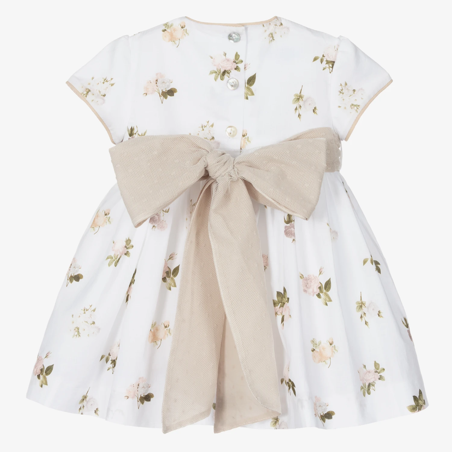 Foque Ivory & Beige Cotton Dress 5 Foque Ivory & Beige Cotton Dress - Image 3