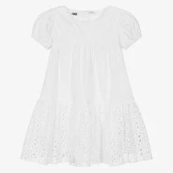 IDO Baby Girls White Cotton Poplin Dress