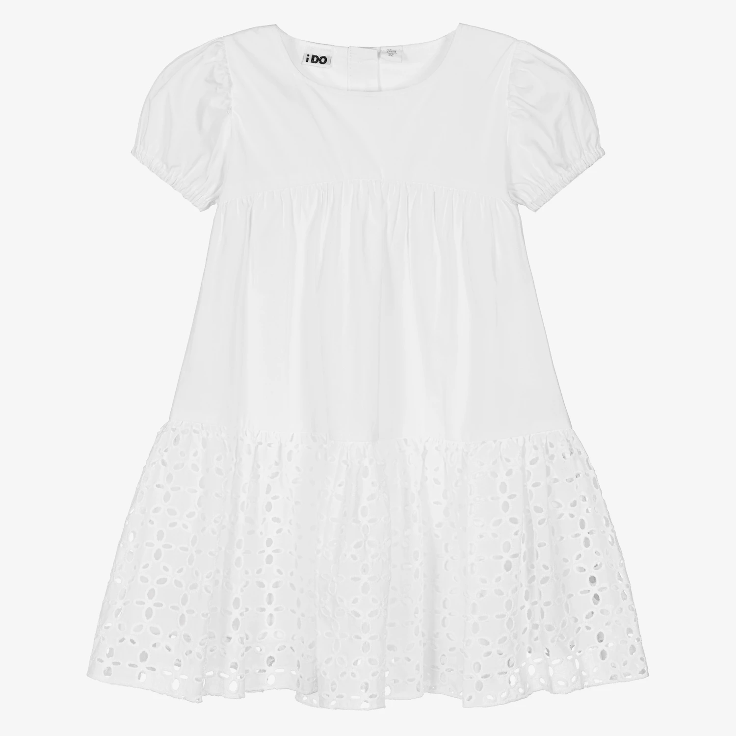 IDO Baby Girls White Cotton Poplin Dress 3 IDO Baby Girls White Cotton Poplin Dress