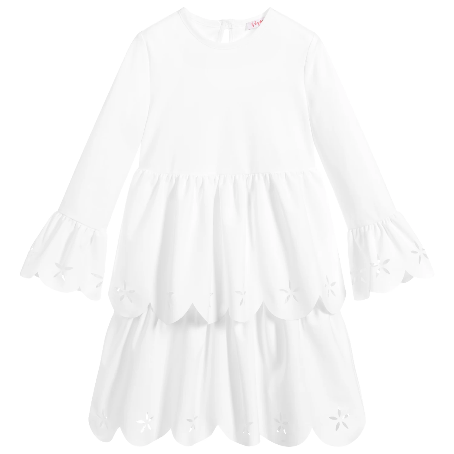 Il Gufo Girls White Lazercut Dress 3 Il Gufo Girls White Lazercut Dress