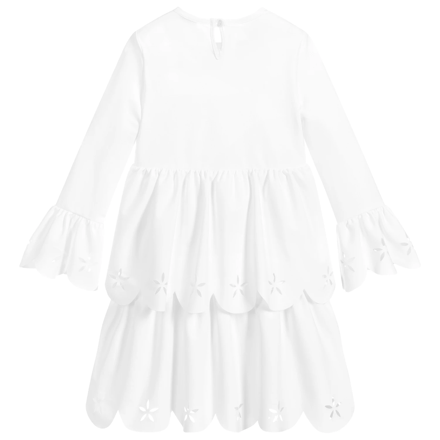Il Gufo Girls White Lazercut Dress 4 Il Gufo Girls White Lazercut Dress - Image 2