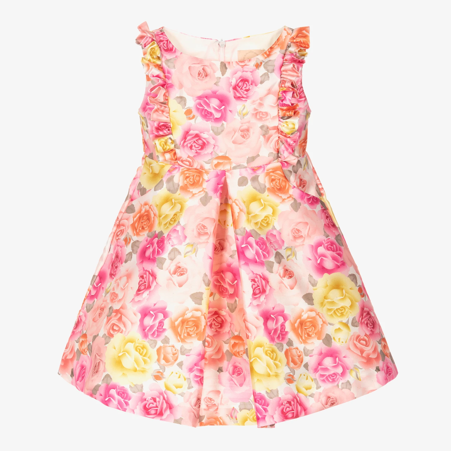 Irpa Girls Pink Satin Roses Dress 3 Irpa Girls Pink Satin Roses Dress