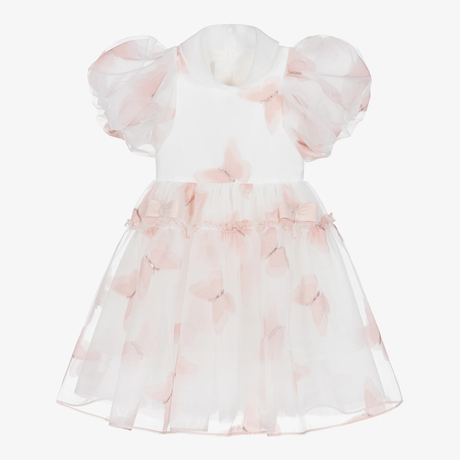 Junona Girls White & Pink Butterfly Dress 3 Junona Girls White & Pink Butterfly Dress