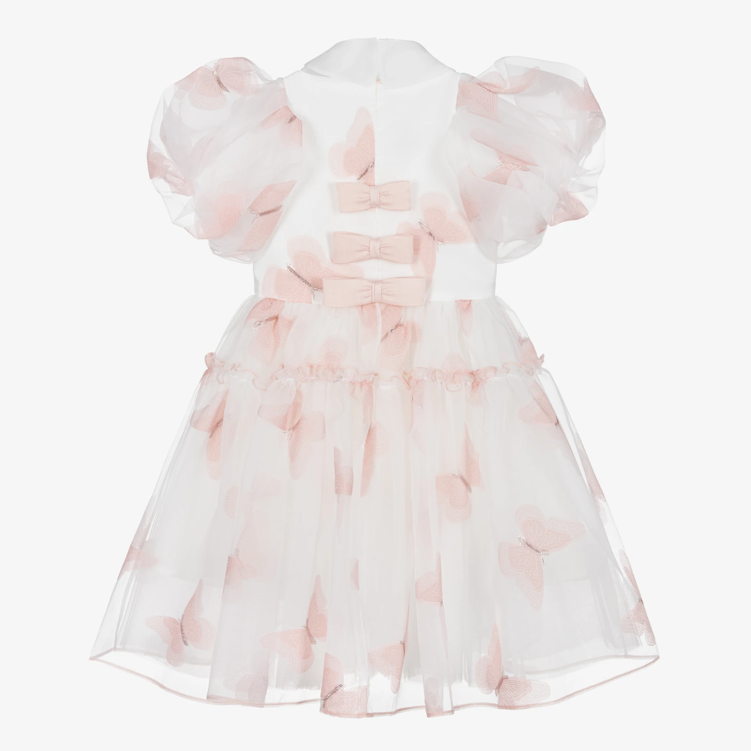 Junona Girls White & Pink Butterfly Dress 5 Junona Girls White & Pink Butterfly Dress - Image 3