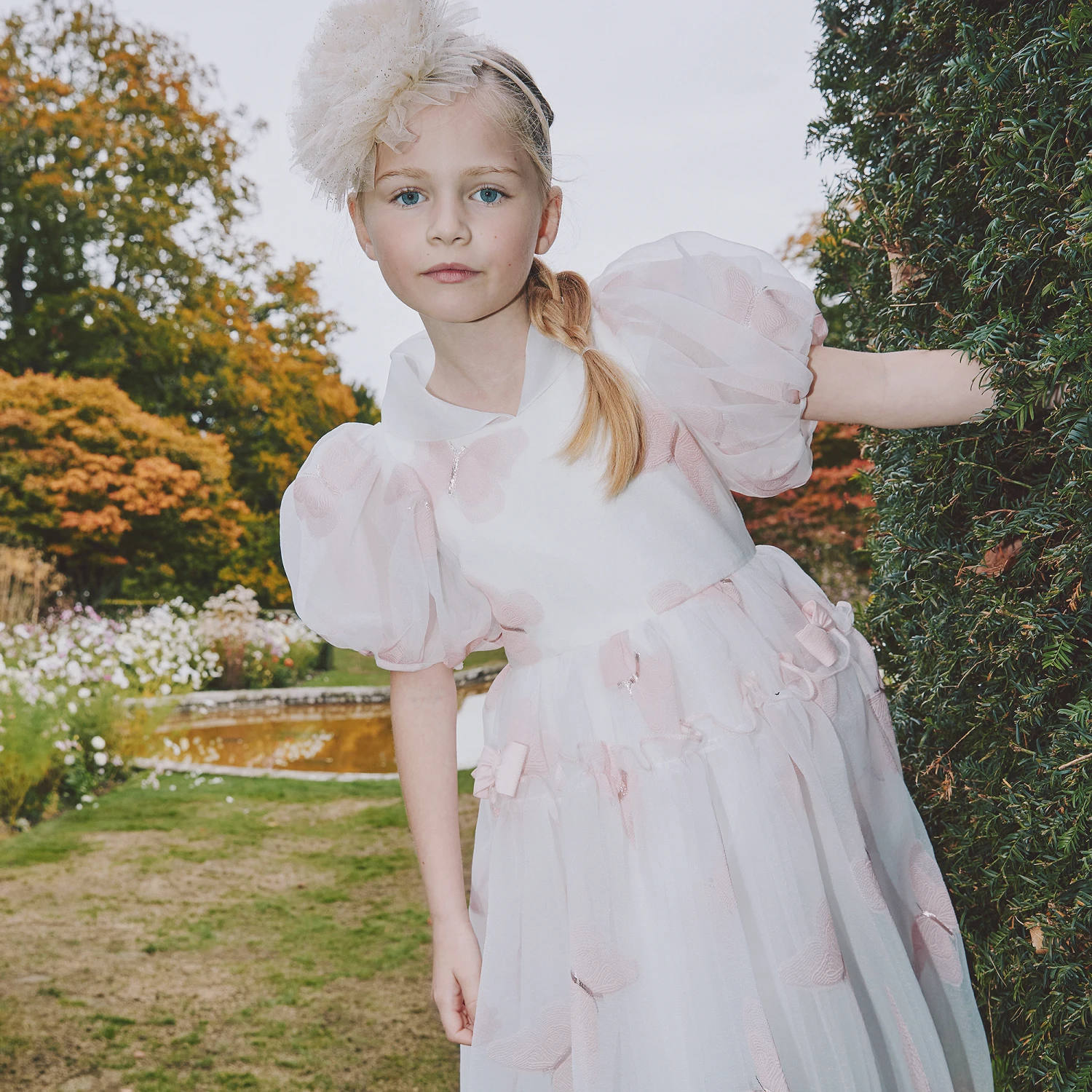 Junona Girls White & Pink Butterfly Dress 4 Junona Girls White & Pink Butterfly Dress - Image 2