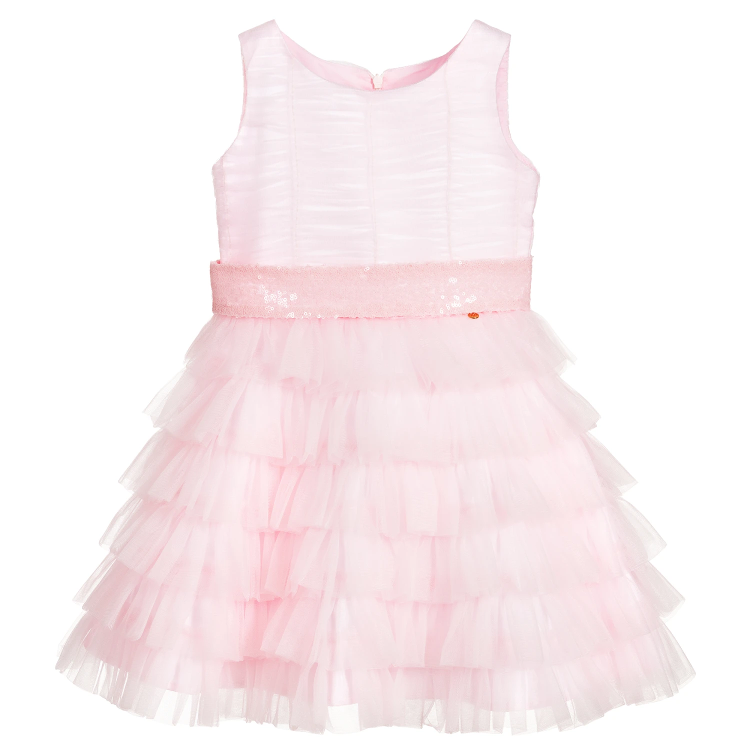 Le Mu Girls Pink Tiered Tulle Dress 3 Le Mu Girls Pink Tiered Tulle Dress