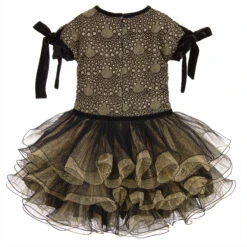 Lesy Gold & Black Dress -Twinkle Tots lesy gold black dress 219832 ce45c94b110d3cf0106fda6cba4f6324fe1a59cb