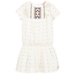 Lili Gaufrette Girls Ivory Cotton Dress