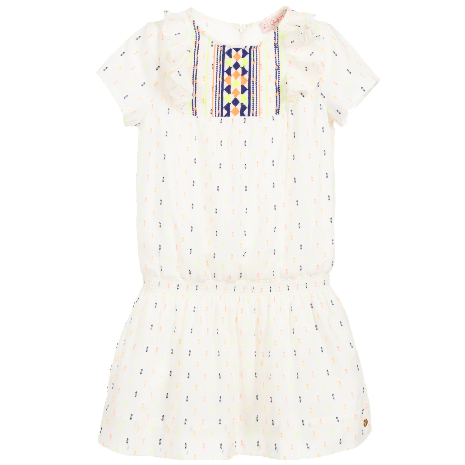 Lili Gaufrette Girls Ivory Cotton Dress 3 Lili Gaufrette Girls Ivory Cotton Dress