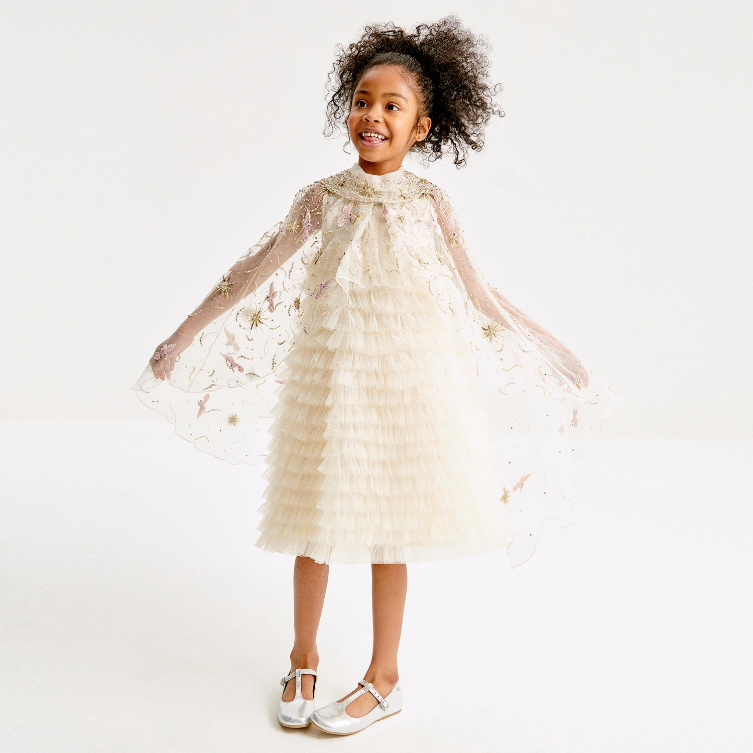 Maison Ava Girls Ivory Tulle Cape Dress 4 Maison Ava Girls Ivory Tulle Cape Dress - Image 2