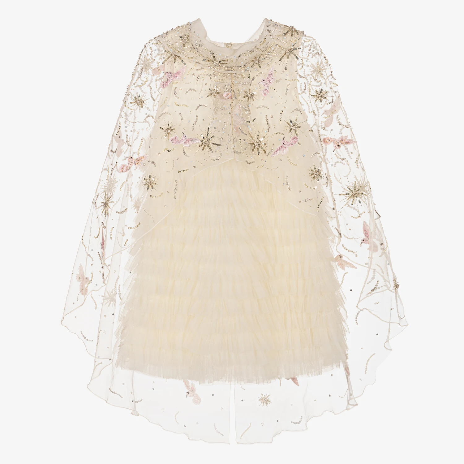 Maison Ava Girls Ivory Tulle Cape Dress 3 Maison Ava Girls Ivory Tulle Cape Dress