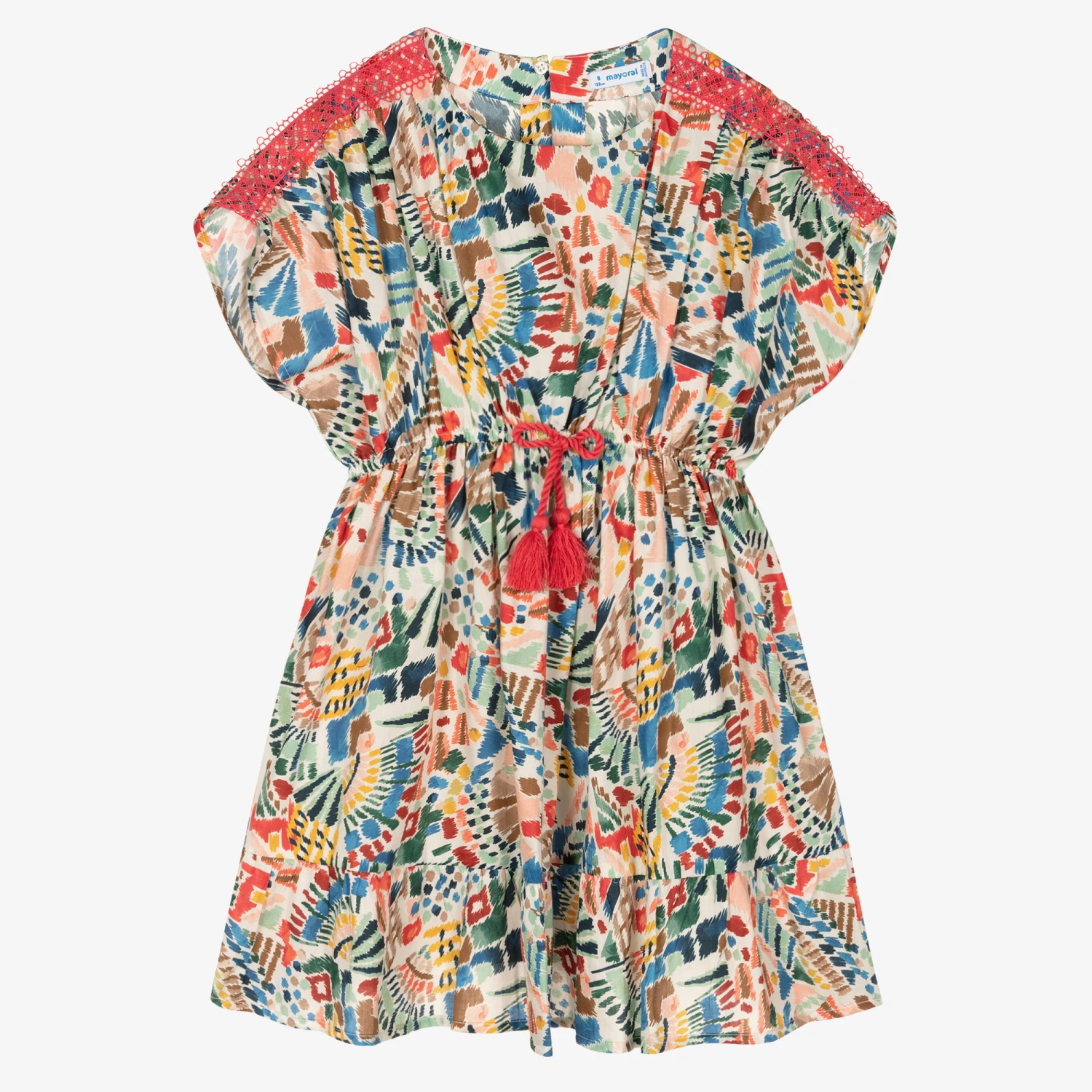 Mayoral Girls Colourful Printed Cotton Dress 3 Mayoral Girls Colourful Printed Cotton Dress