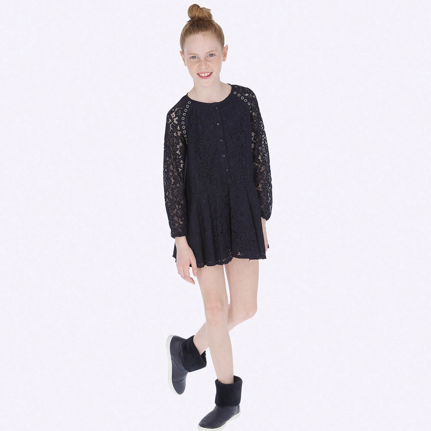 Mayoral Girls Navy Blue Lace Dress 4 Mayoral Girls Navy Blue Lace Dress - Image 2