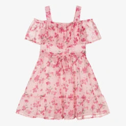 Mayoral Girls Pink Floral Chiffon Dress