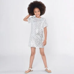 Michael Kors Kids Girls White & Silver Check Sequin Dress -Twinkle Tots michael kors kids girls white silver check sequin dress 501302 ed0b4ac94715d0efc4ce17d0fc44afc4431f2c0f outfit