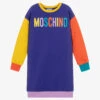 Moschino Kid-Teen Girls Purple Logo Sweatshirt Dress