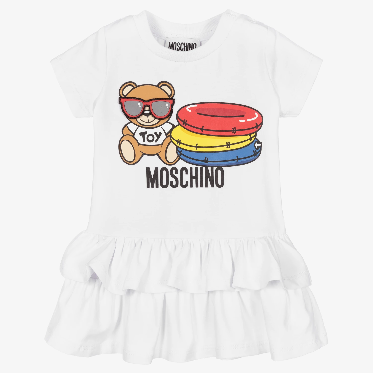 Moschino Baby White Cotton Jersey Dress 3 Moschino Baby White Cotton Jersey Dress