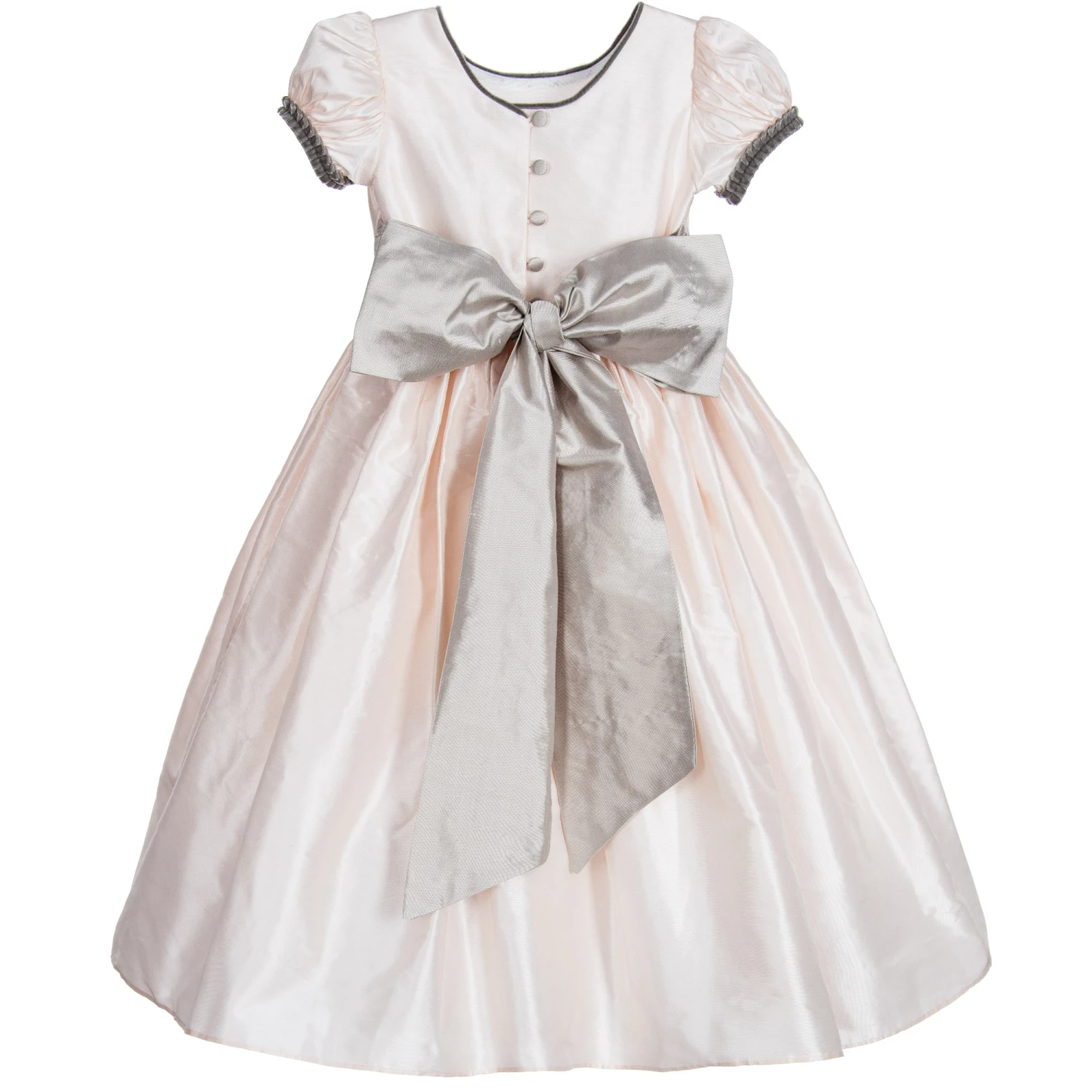 Nicki Macfarlane Girls Pink & Grey Silk Dress 5 Nicki Macfarlane Girls Pink & Grey Silk Dress - Image 3