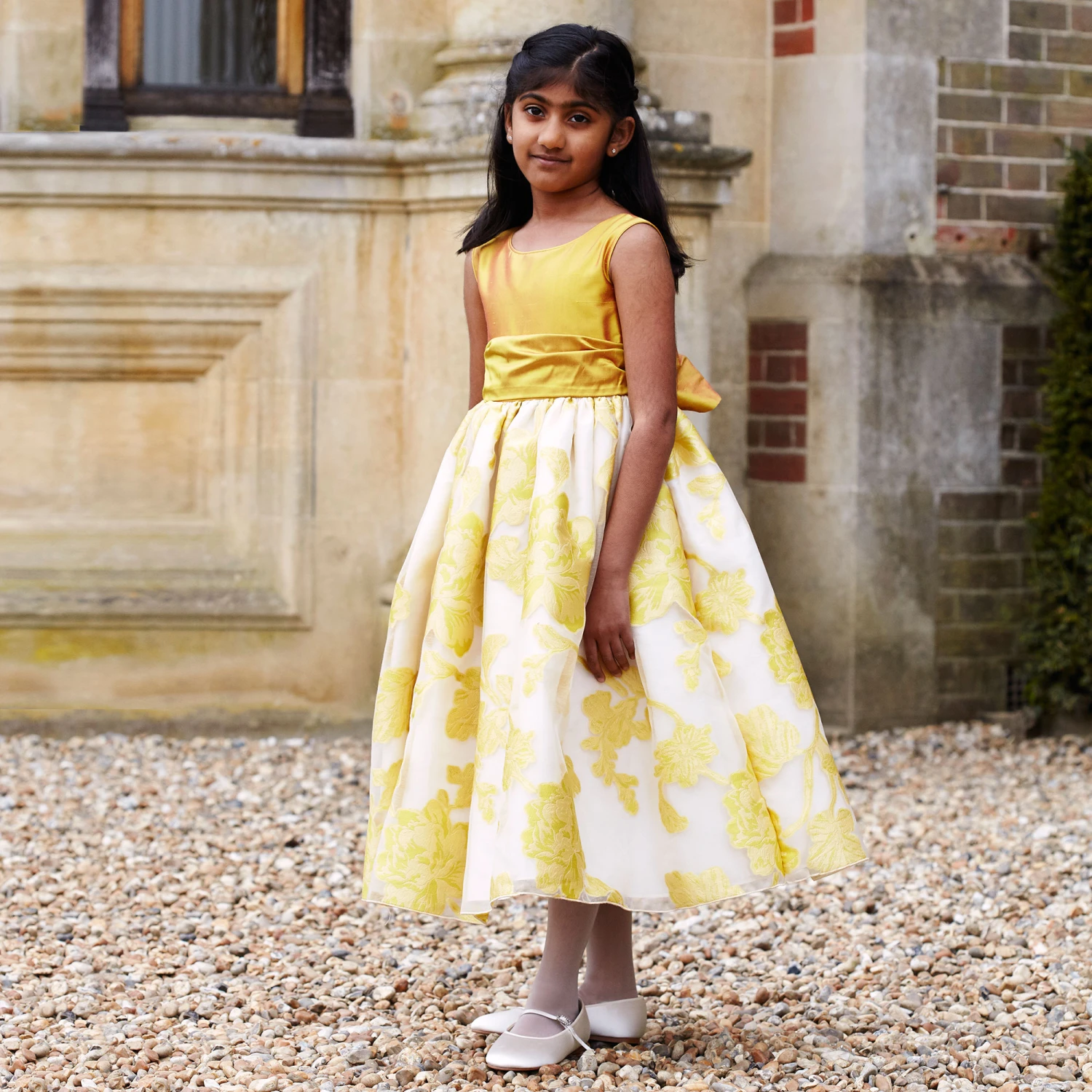 Nicki Macfarlane Gold & Ivory Silk Dress & Sash 4 Nicki Macfarlane Gold & Ivory Silk Dress & Sash - Image 2