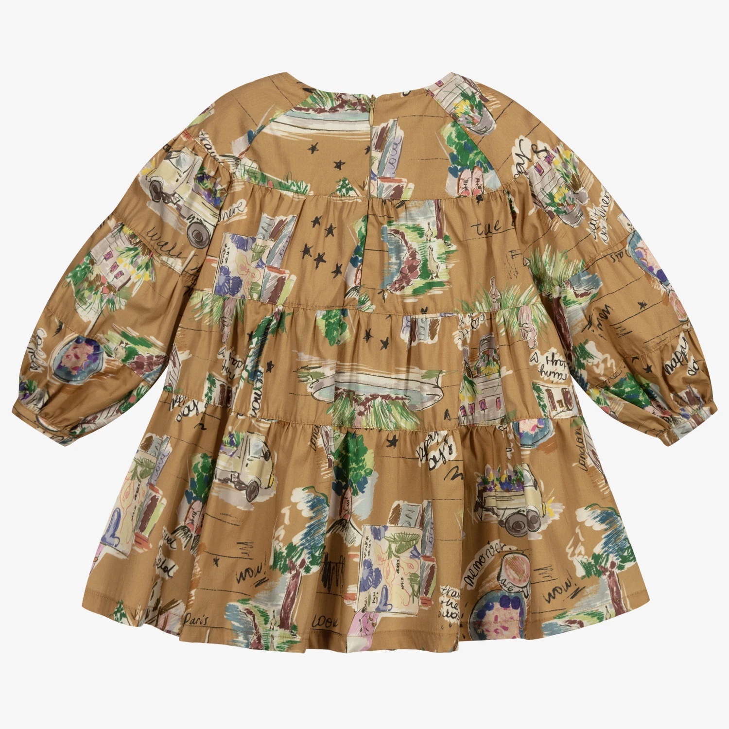 Pan Con Chocolate Girls Beige Cotton Dress 5 Pan Con Chocolate Girls Beige Cotton Dress - Image 3