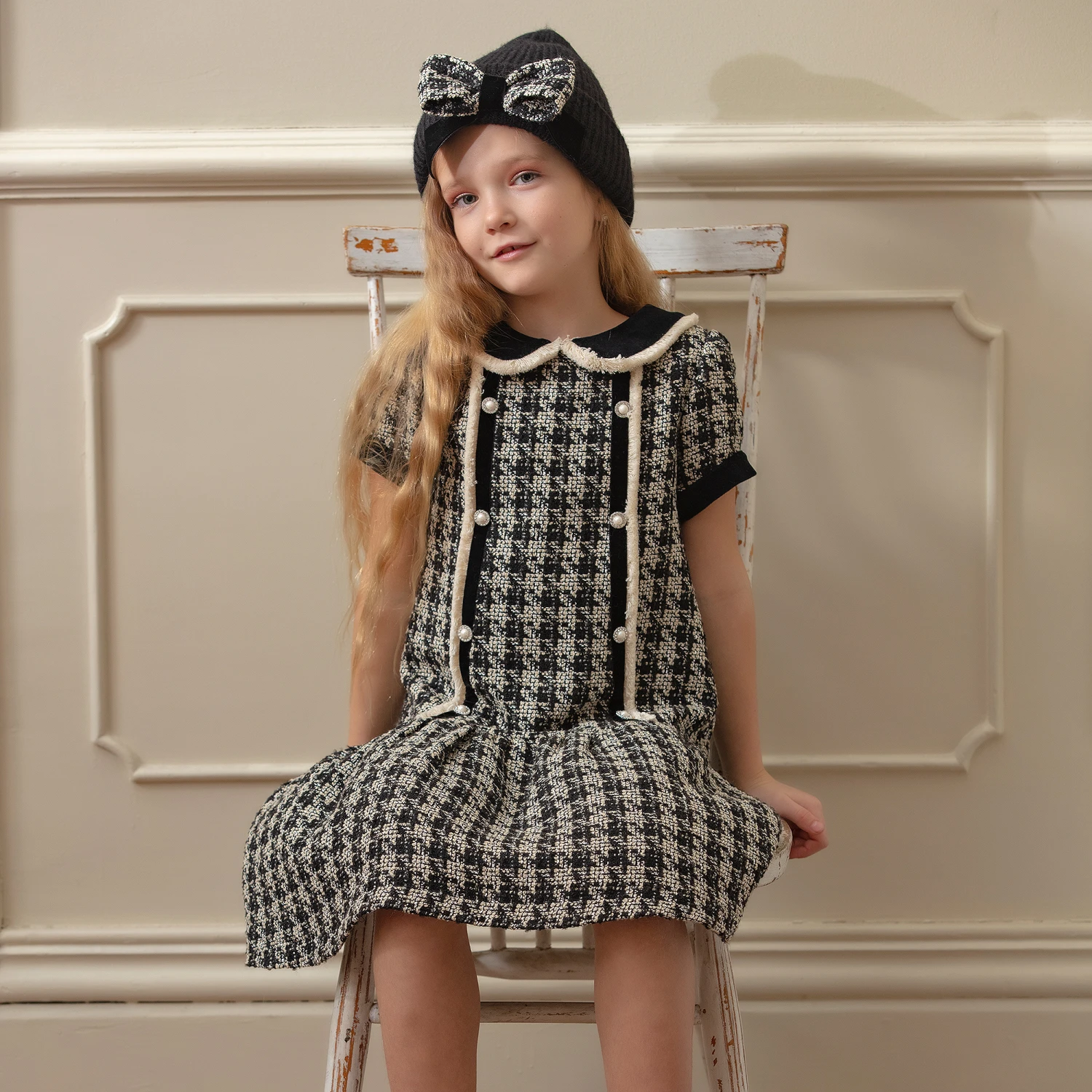Patachou Girls Black Tweed Dress 4 Patachou Girls Black Tweed Dress - Image 2