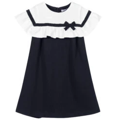 Patachou Girls Navy Blue & White Dress
