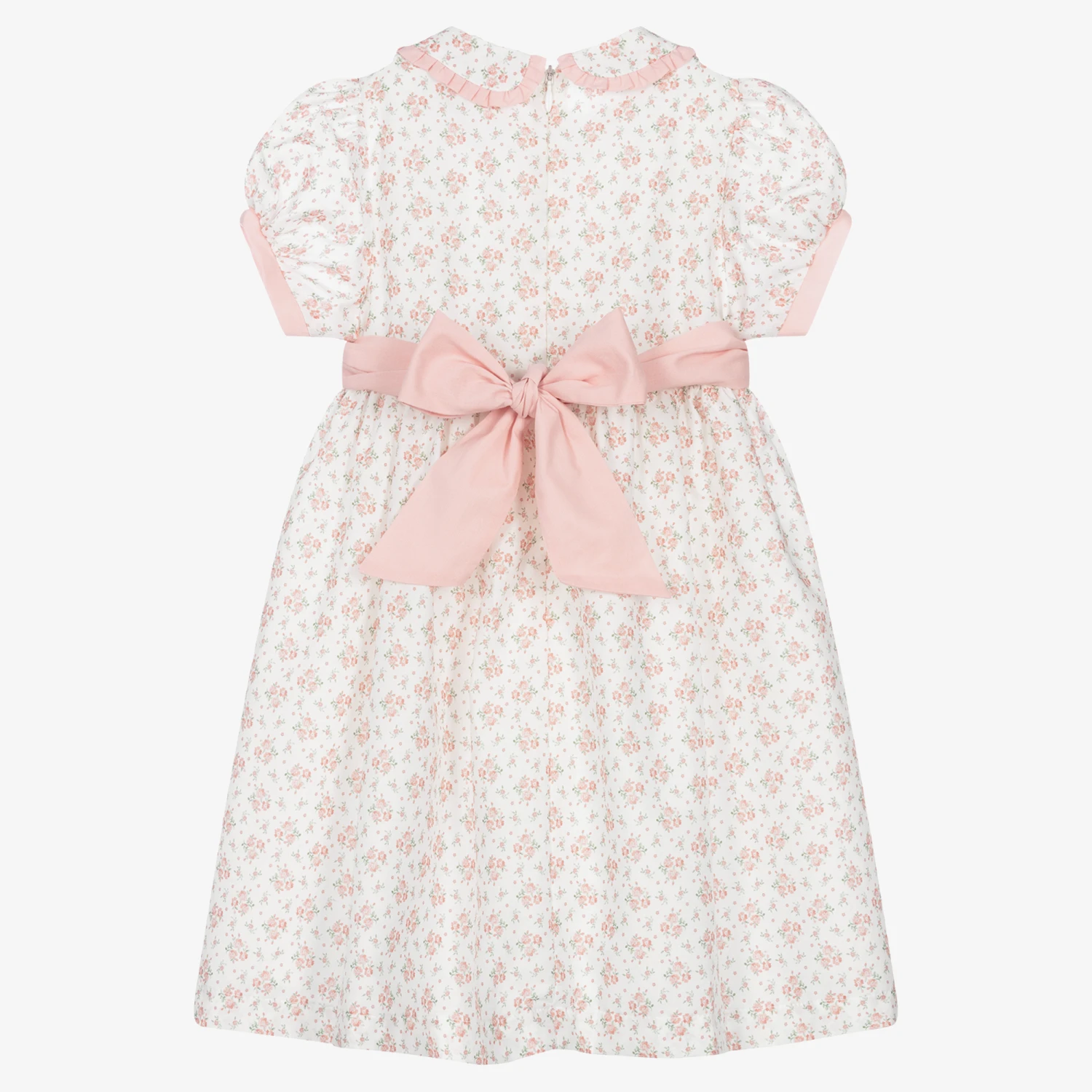 Patachou Girls Pink Smocked Cotton Floral Dress 4 Patachou Girls Pink Smocked Cotton Floral Dress - Image 2