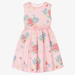 Rachel Riley Girls Pink Floral Cotton Dress