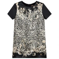 Roberto Cavalli Girls Silk Leopard Print Dress