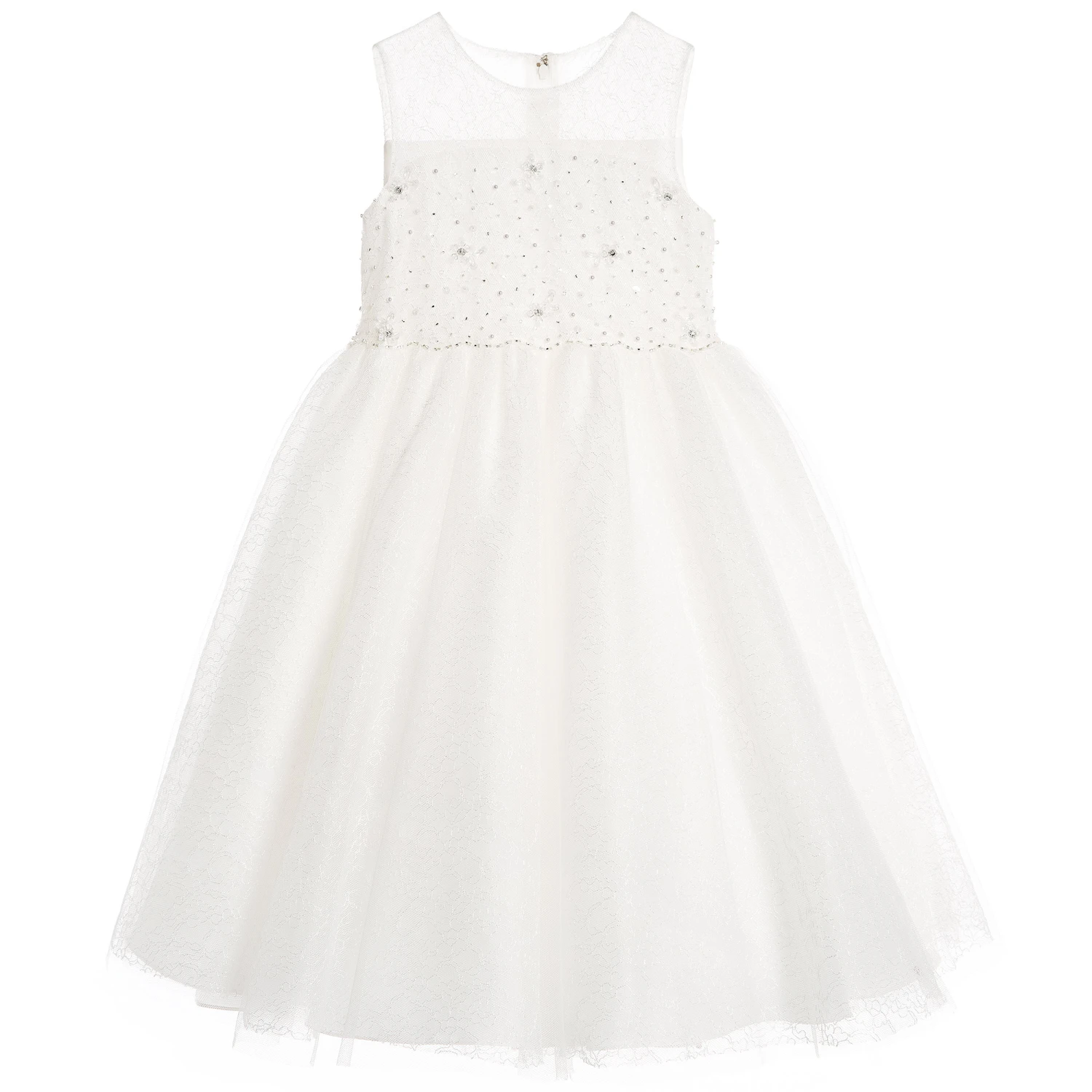 Sarah Louise Girls Ivory Embellished Tulle Dress 3 Sarah Louise Girls Ivory Embellished Tulle Dress