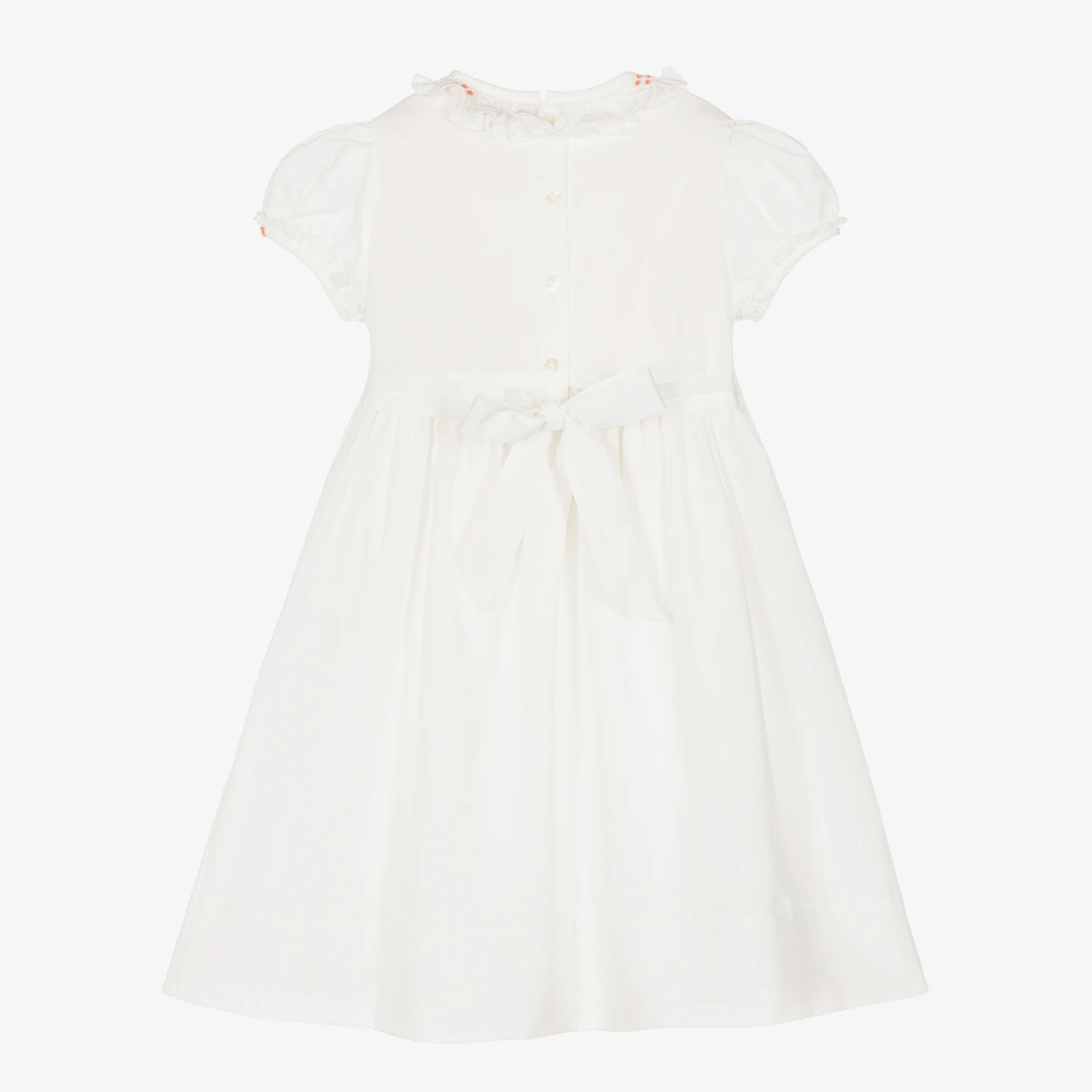 Sarah Louise Girls Ivory & Pink Cotton Hand-Smocked Dress 4 Sarah Louise Girls Ivory & Pink Cotton Hand-Smocked Dress - Image 2