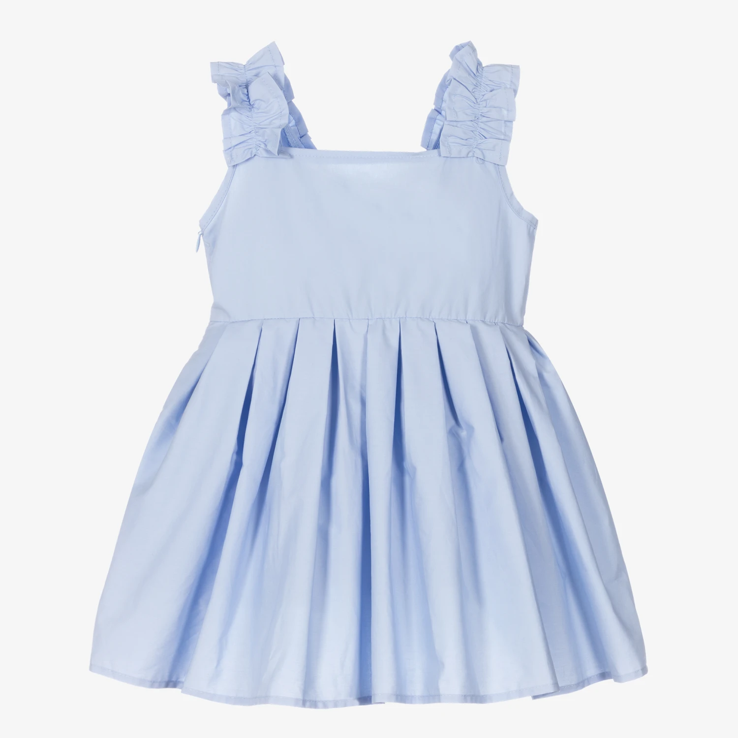 The Tiny Universe Girls Blue Ruffle Poplin Dress 3 The Tiny Universe Girls Blue Ruffle Poplin Dress
