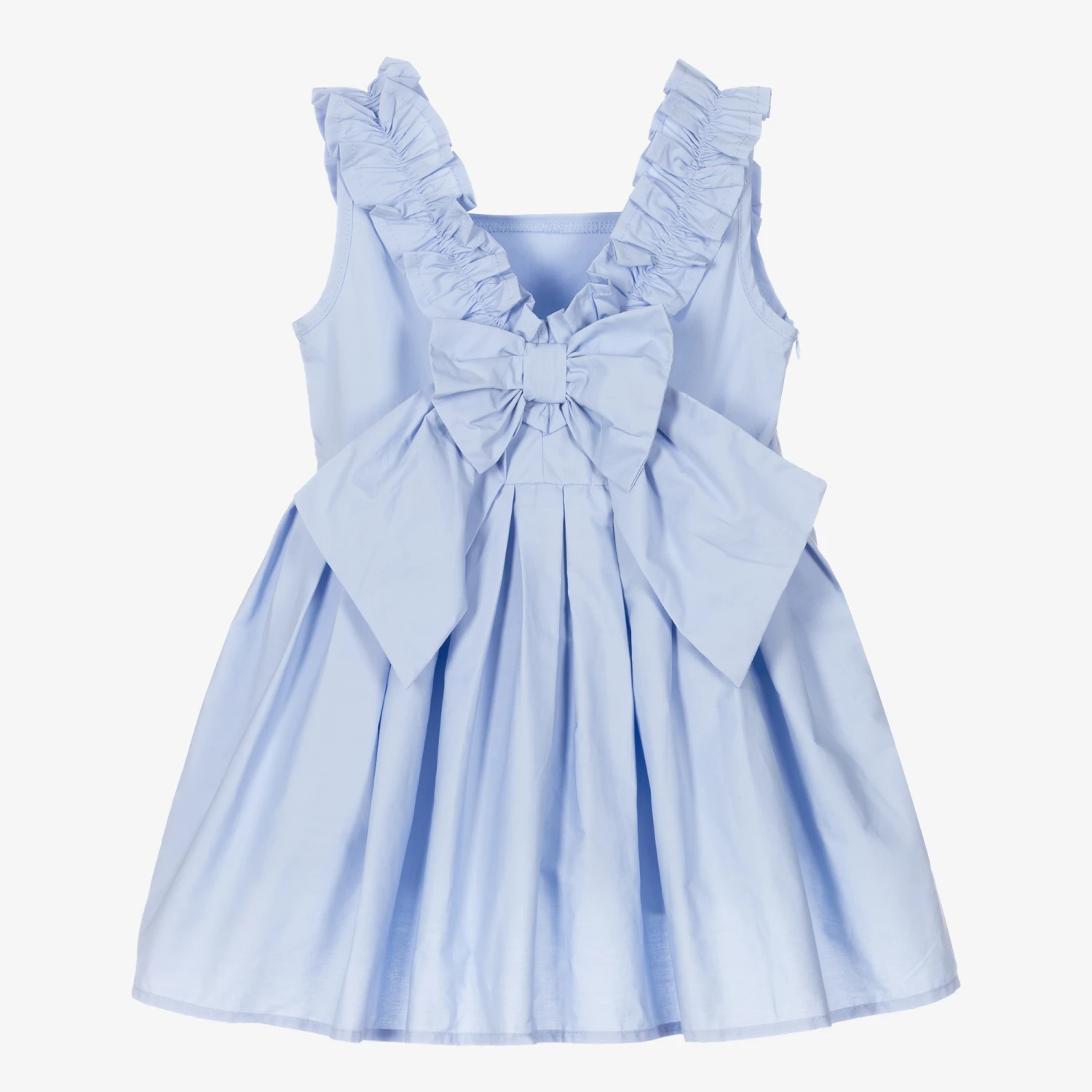 The Tiny Universe Girls Blue Ruffle Poplin Dress 5 The Tiny Universe Girls Blue Ruffle Poplin Dress - Image 3