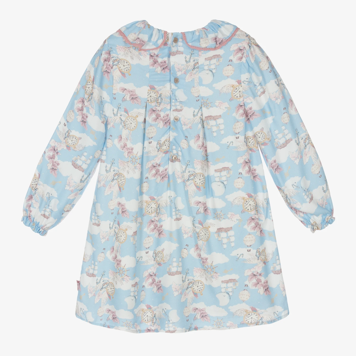 Tutto Piccolo Girls Blue Viscose Dress Set 6 Tutto Piccolo Girls Blue Viscose Dress Set - Image 4