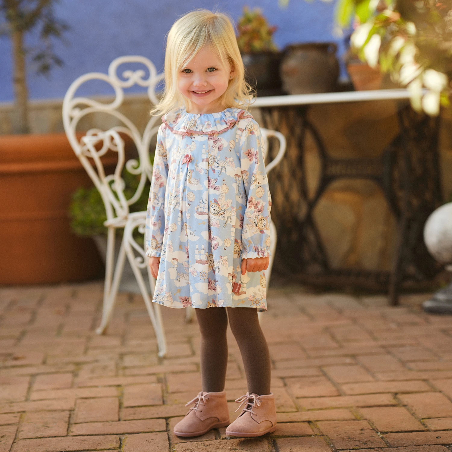 Tutto Piccolo Girls Blue Viscose Dress Set 4 Tutto Piccolo Girls Blue Viscose Dress Set - Image 2