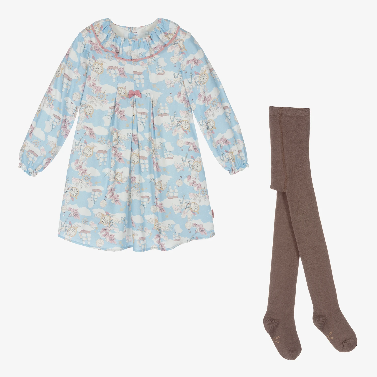 Tutto Piccolo Girls Blue Viscose Dress Set 5 Tutto Piccolo Girls Blue Viscose Dress Set - Image 3