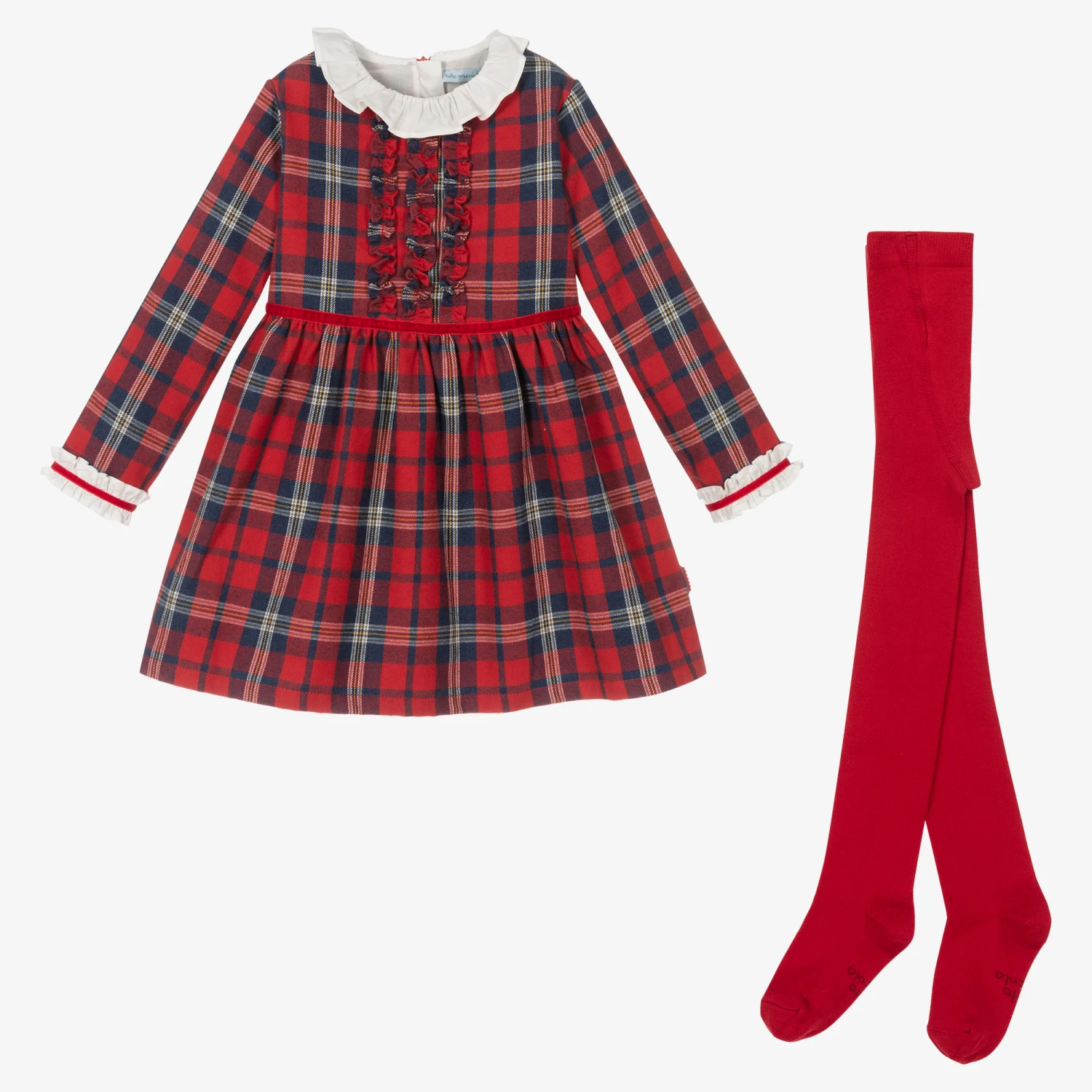 Tutto Piccolo Girls Red Cotton Dress Set 6 Tutto Piccolo Girls Red Cotton Dress Set - Image 4