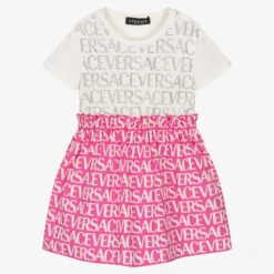 Versace Girls Ivory & Pink Cotton Dress